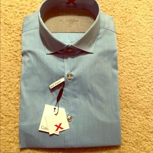 CalvinKlein Tech-stretch slim-fit dress-shirt Blue